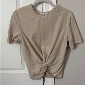 Lululemon Athletica Tan Tie Front Fitted T-Shirt
